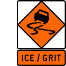 Icy road sign