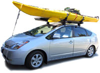 Prius with kayak and bikes and...